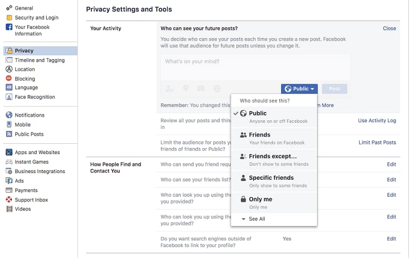 Facebook privacy settings - Internet security Facebook privacy settings - Internet security